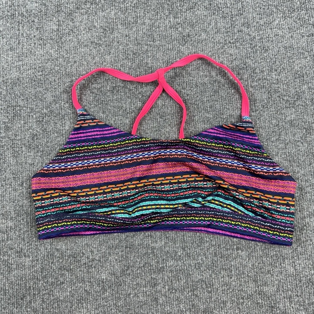 Old Navy Active Sports Bra Womens XL Multicolor Striped Racerback Go-Dry Stretch